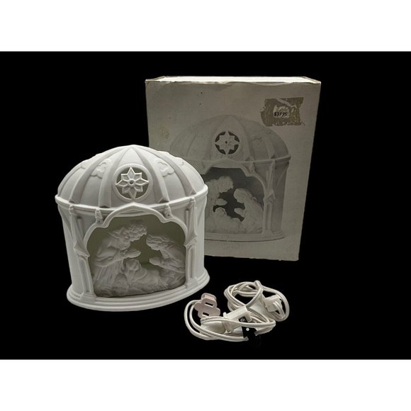 Dept 56 White Silhoutte Lighted Nativity In original Sleeve with Lightcord Bulb - Picture 2 of 15